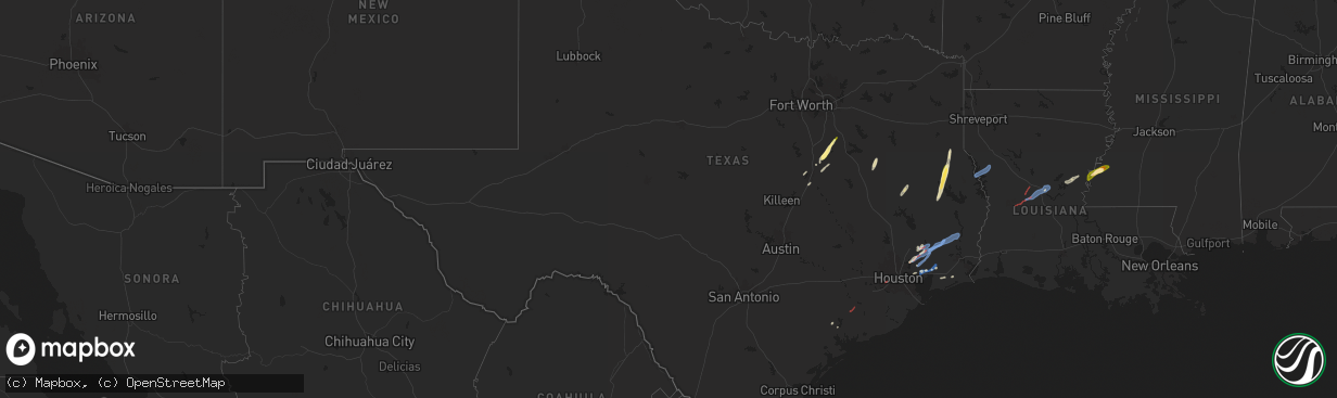 Hail map in Texas on December 26, 2024