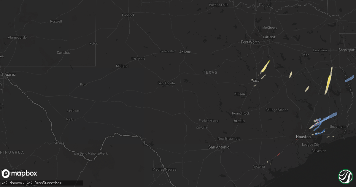 Hail map in Texas on December 26, 2024