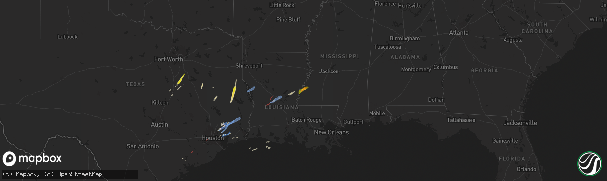 Hail map on December 26, 2024