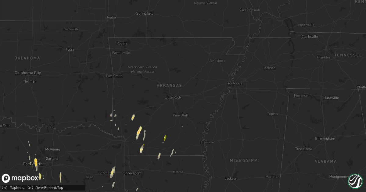Hail map in Arkansas on December 27, 2015