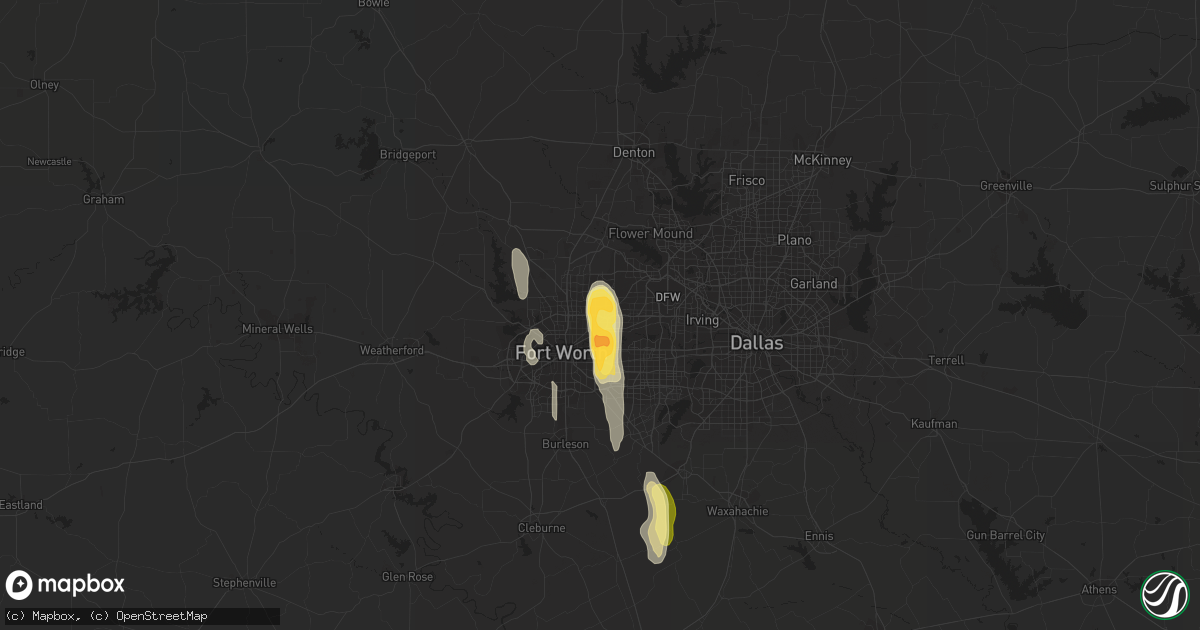 Hail map in North Richland Hills, TX on December 27, 2015