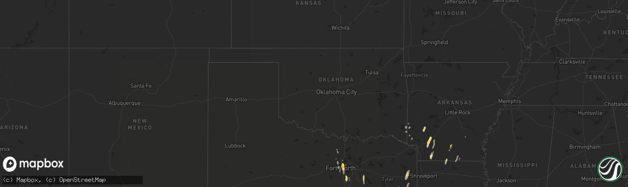 Hail map in Oklahoma on December 27, 2015