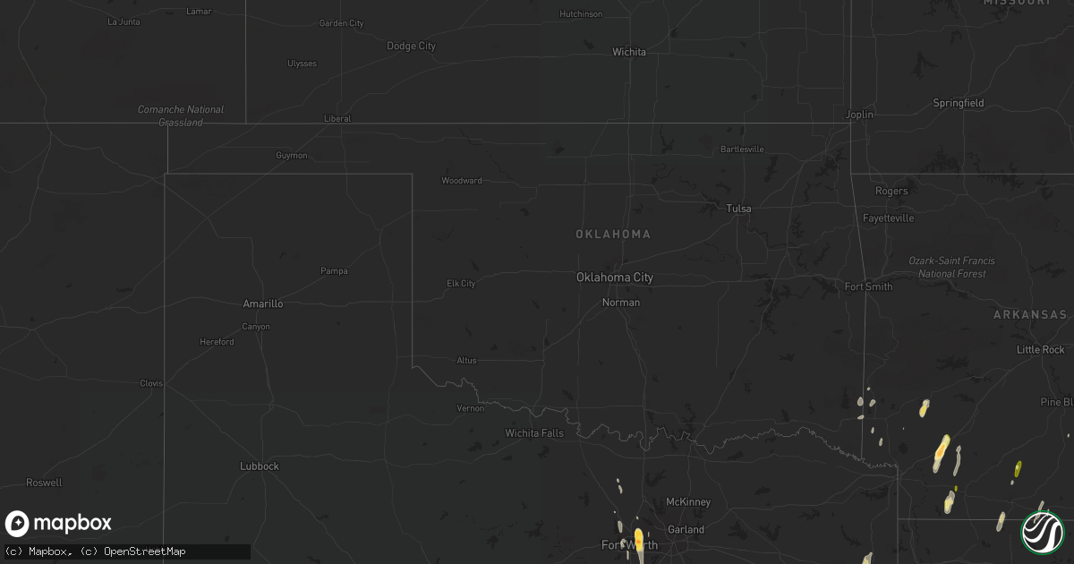 Hail map in Oklahoma on December 27, 2015