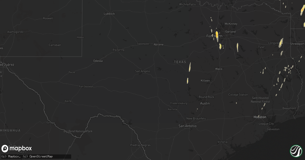 Hail map in Texas on December 27, 2015
