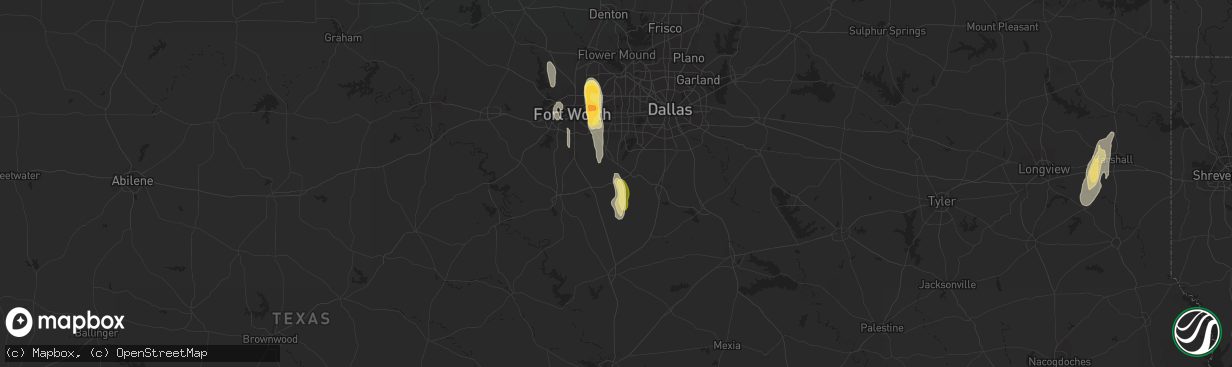 Hail map in Venus, TX on December 27, 2015