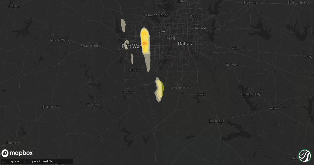 Hail map in Venus, TX on December 27, 2015