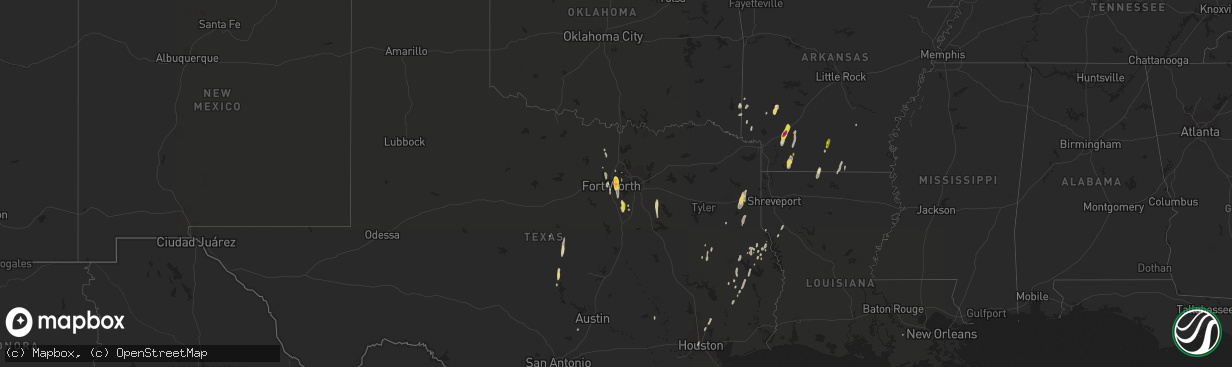 Hail map on December 27, 2015