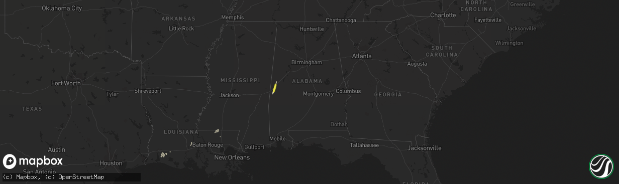 Hail map in Alabama on December 27, 2018