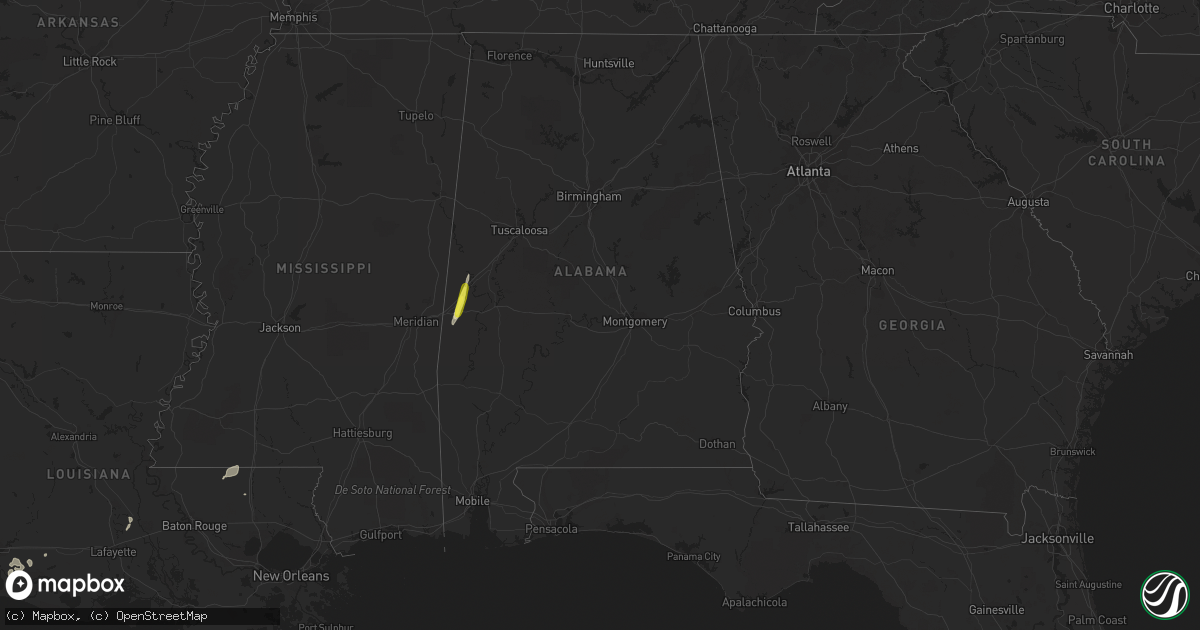 Hail map in Alabama on December 27, 2018