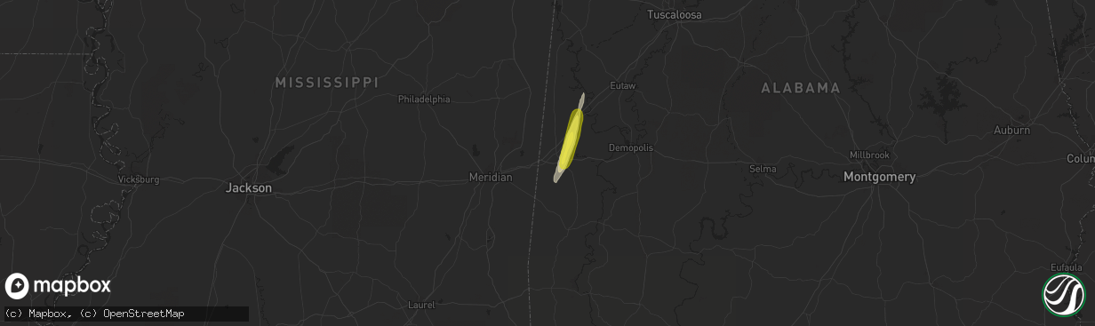 Hail map in Cuba, AL on December 27, 2018