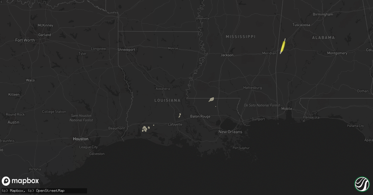 Hail map in Louisiana on December 27, 2018