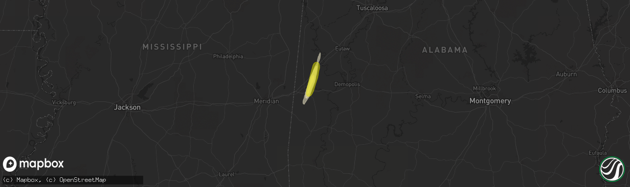 Hail map in York, AL on December 27, 2018