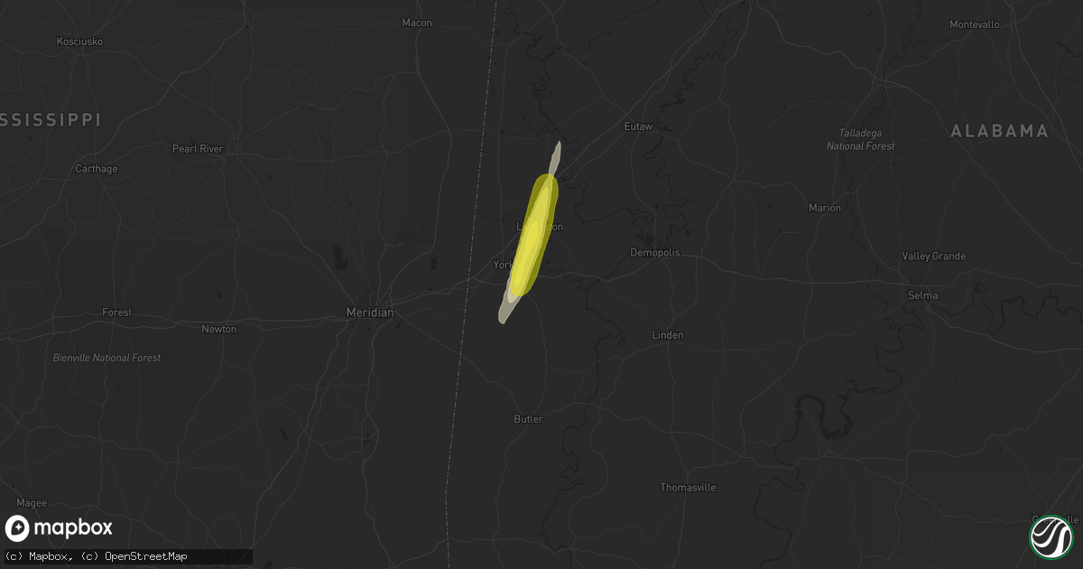 Hail map in York, AL on December 27, 2018