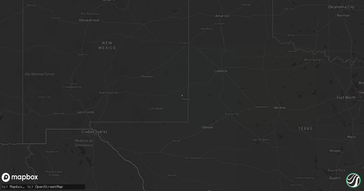Hail map in New Mexico on December 27, 2019