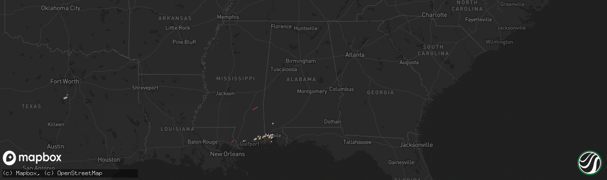 Hail map in Alabama on December 27, 2024