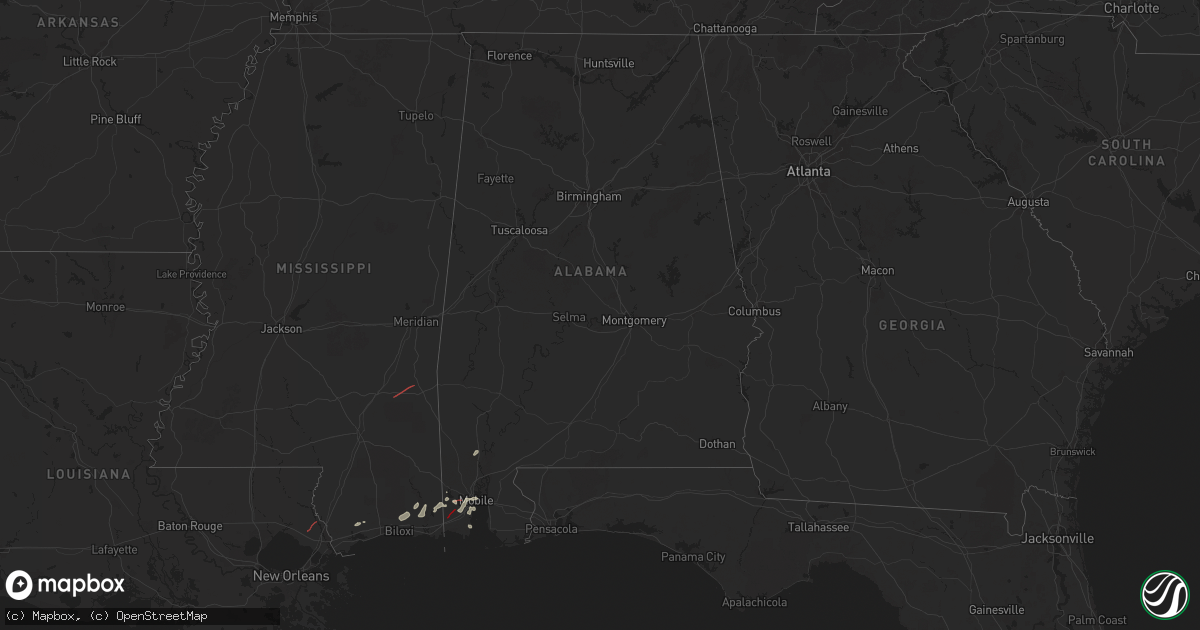 Hail map in Alabama on December 27, 2024