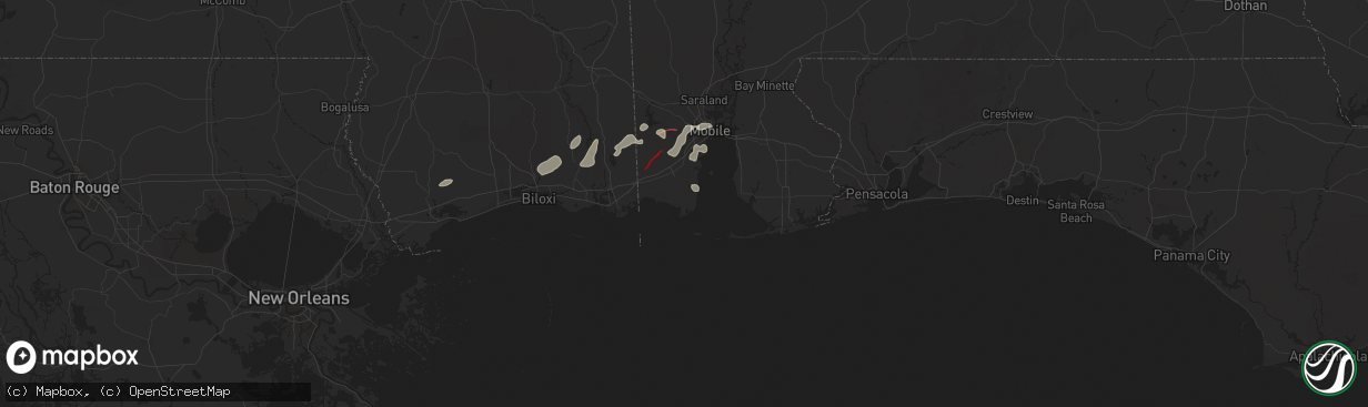 Hail map in Coden, AL on December 27, 2024