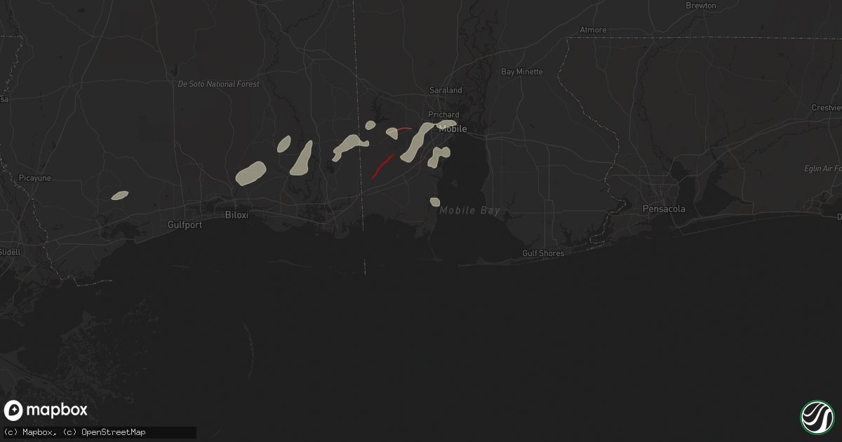 Hail map in Coden, AL on December 27, 2024