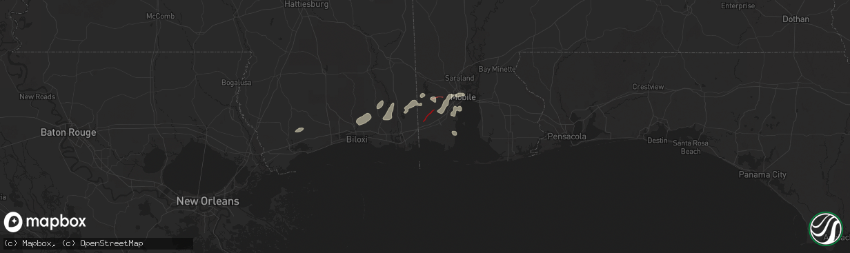 Hail map in Grand Bay, AL on December 27, 2024