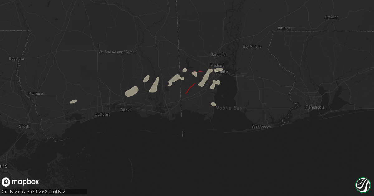 Hail map in Grand Bay, AL on December 27, 2024
