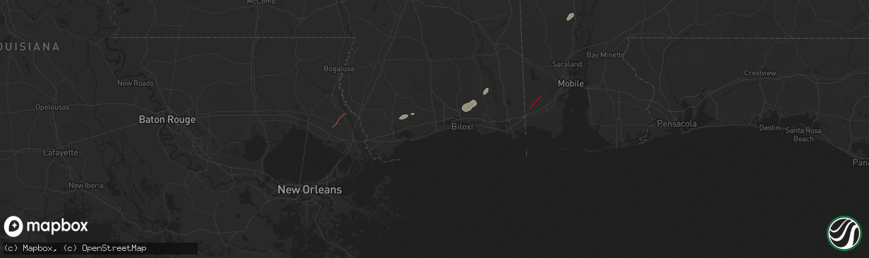 Hail map in Gulfport, MS on December 27, 2024