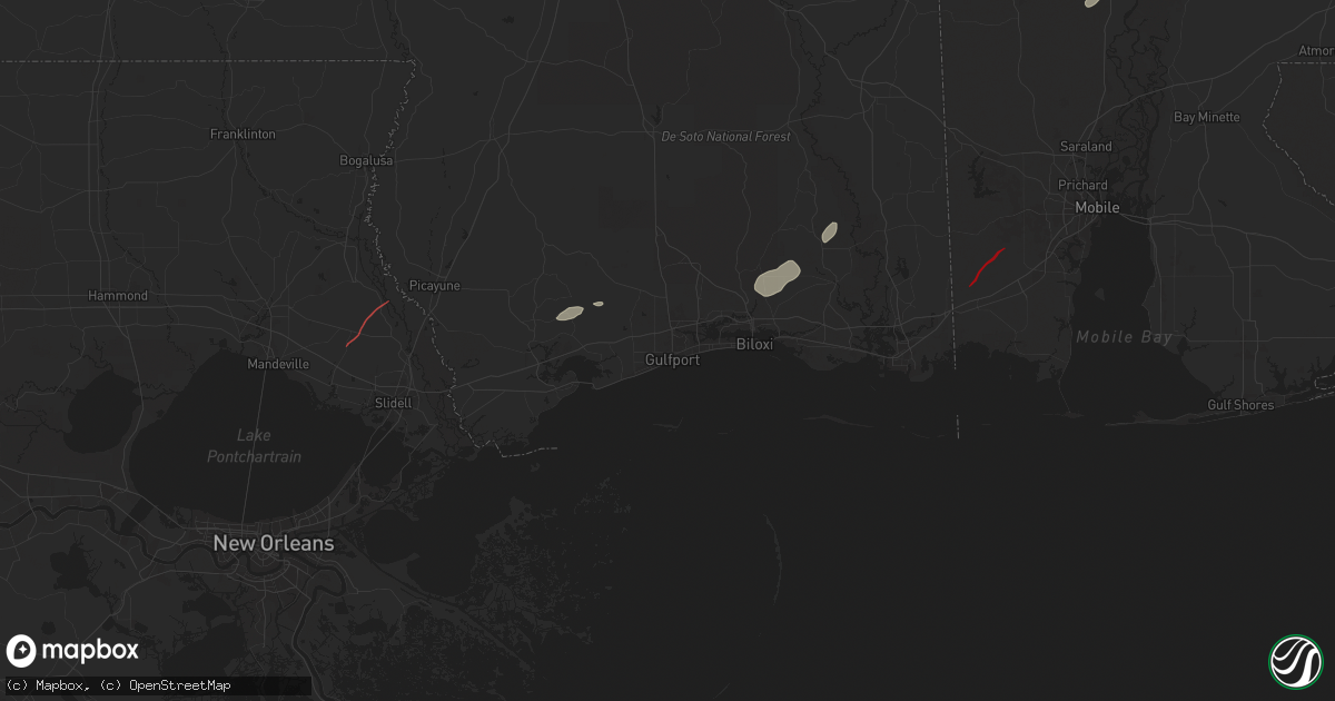 Hail map in Gulfport, MS on December 27, 2024