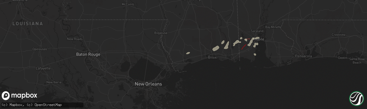 Hail map in Kiln, MS on December 27, 2024