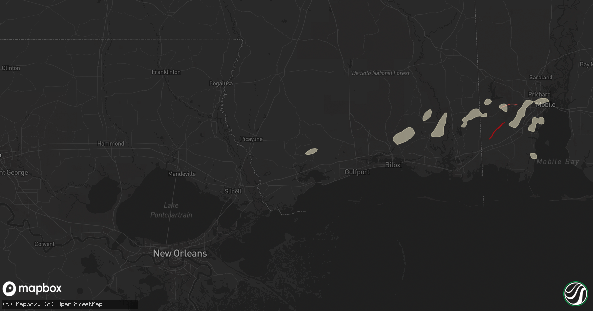 Hail map in Kiln, MS on December 27, 2024