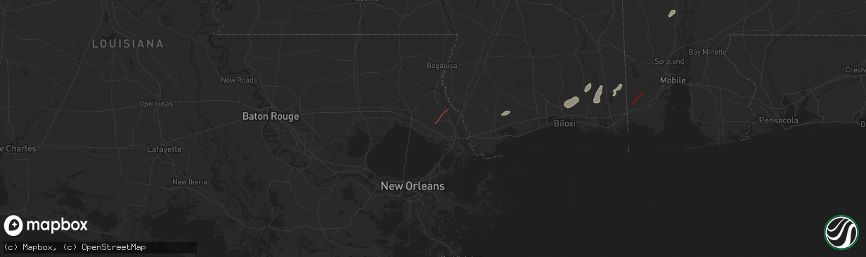 Hail map in Lacombe, LA on December 27, 2024