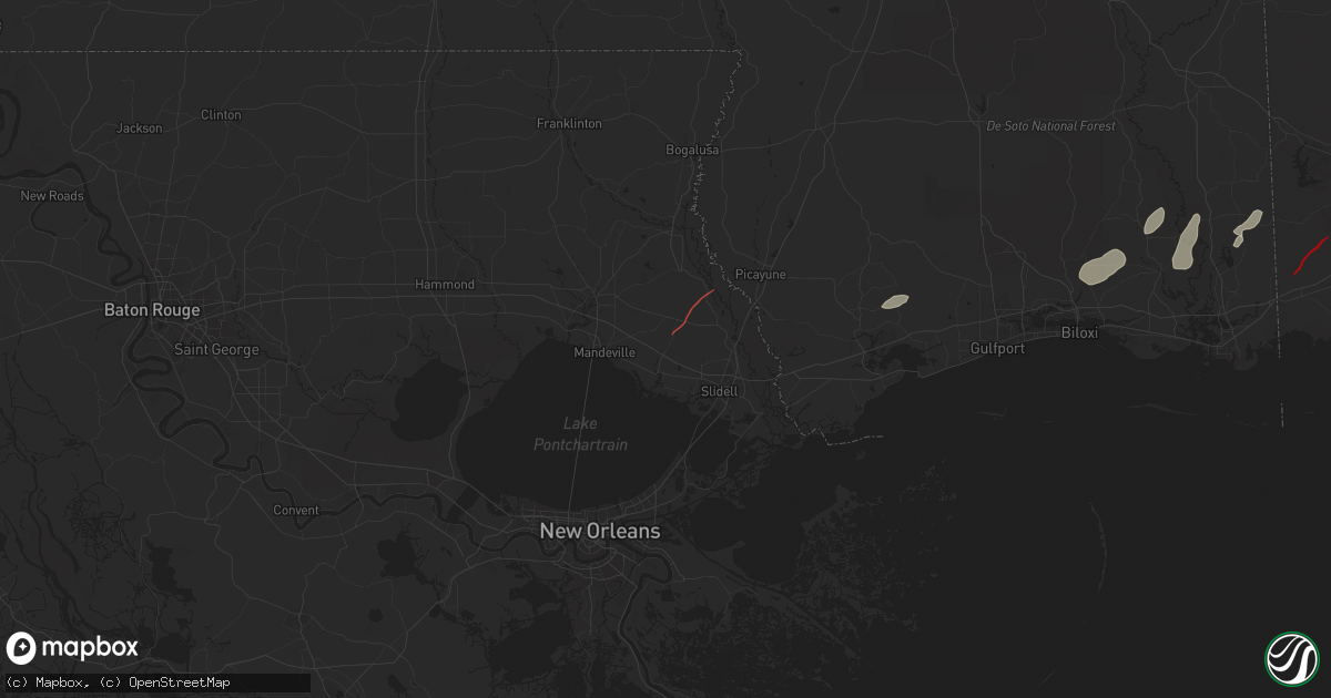Hail map in Lacombe, LA on December 27, 2024