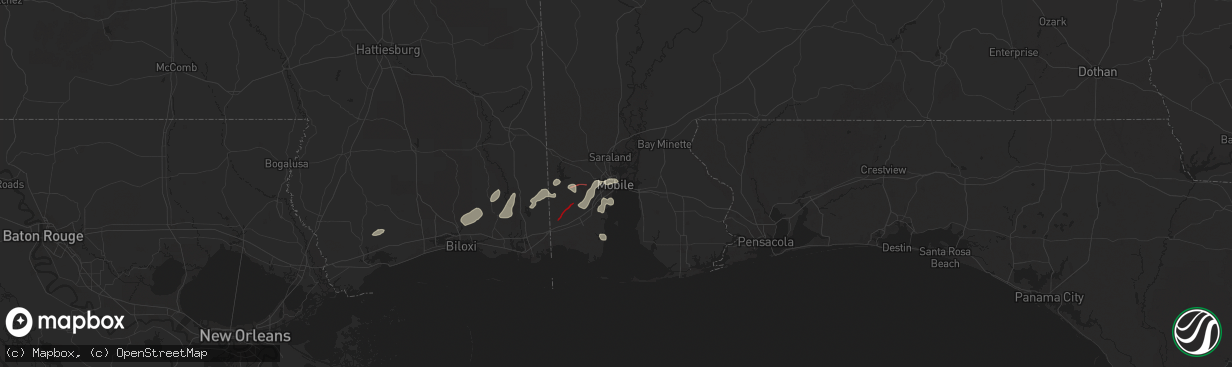 Hail map in Mobile, AL on December 27, 2024