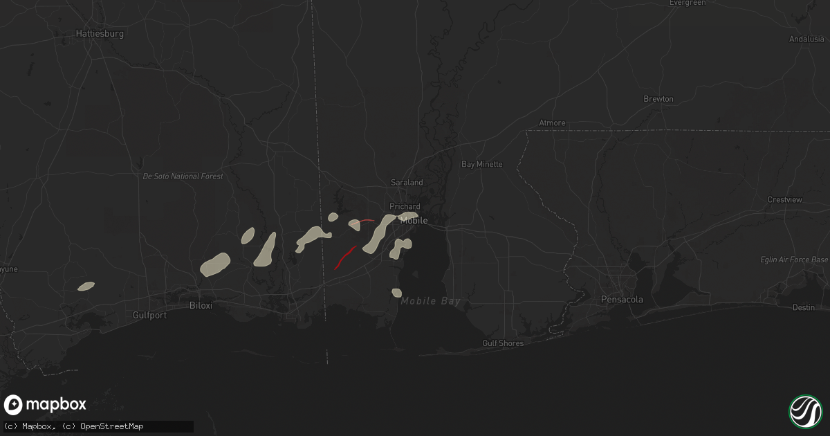 Hail map in Mobile, AL on December 27, 2024