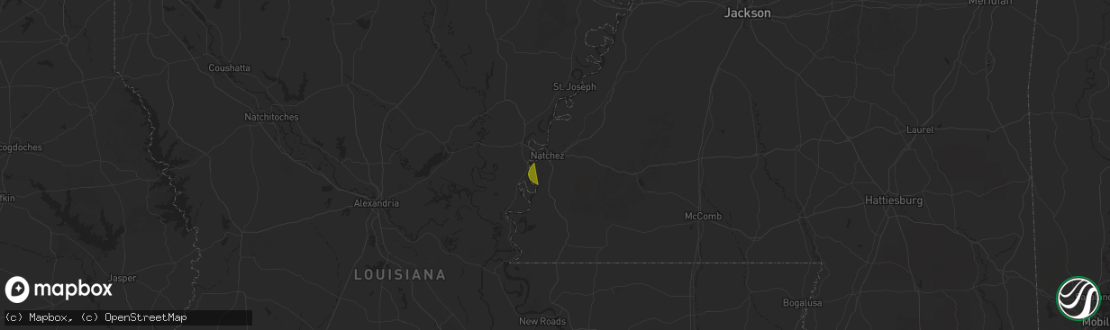 Hail map in Natchez, MS on December 27, 2024