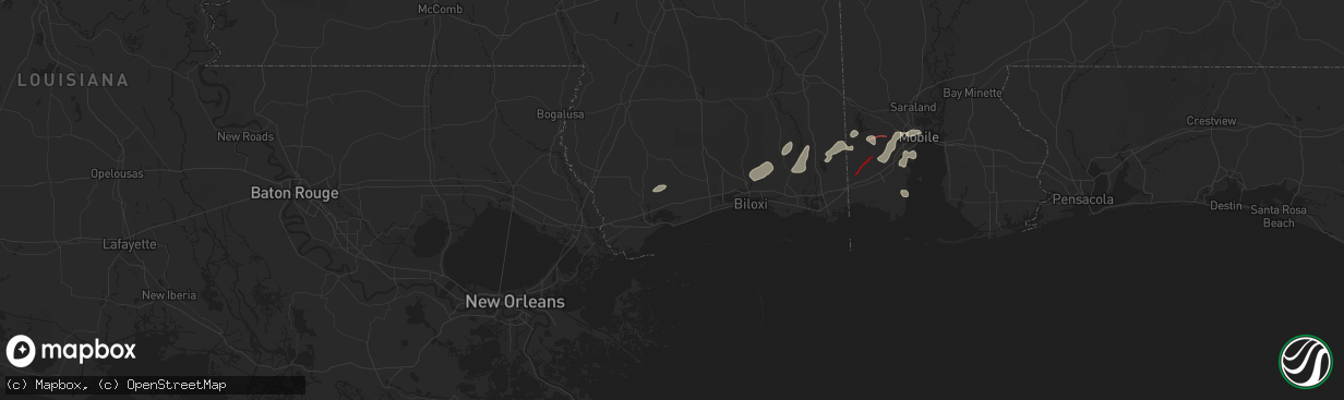 Hail map in Pass Christian, MS on December 27, 2024