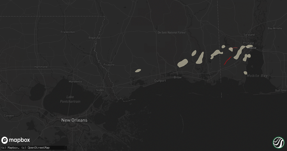 Hail map in Pass Christian, MS on December 27, 2024