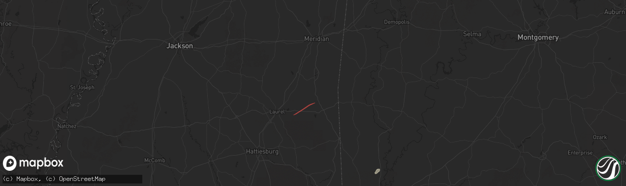 Hail map in Shubuta, MS on December 27, 2024