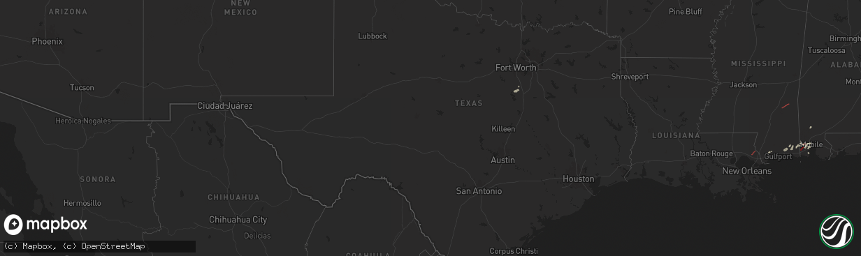 Hail map in Texas on December 27, 2024