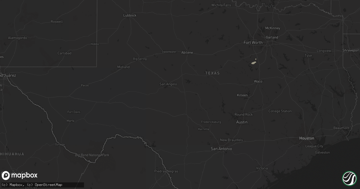 Hail map in Texas on December 27, 2024