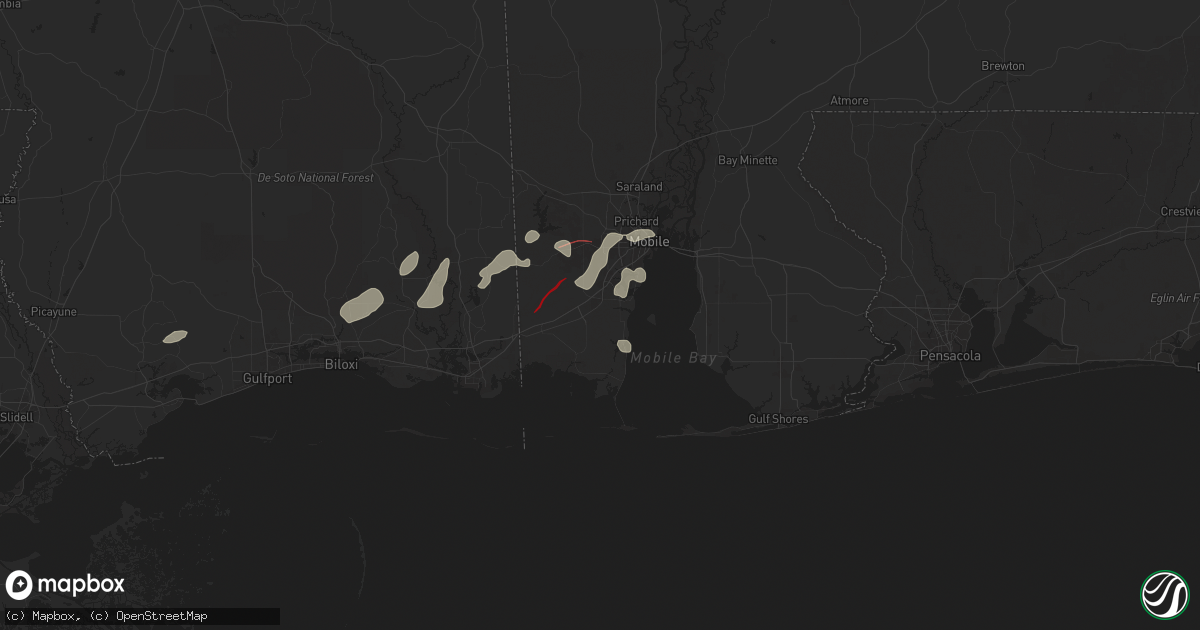 Hail map in Theodore, AL on December 27, 2024