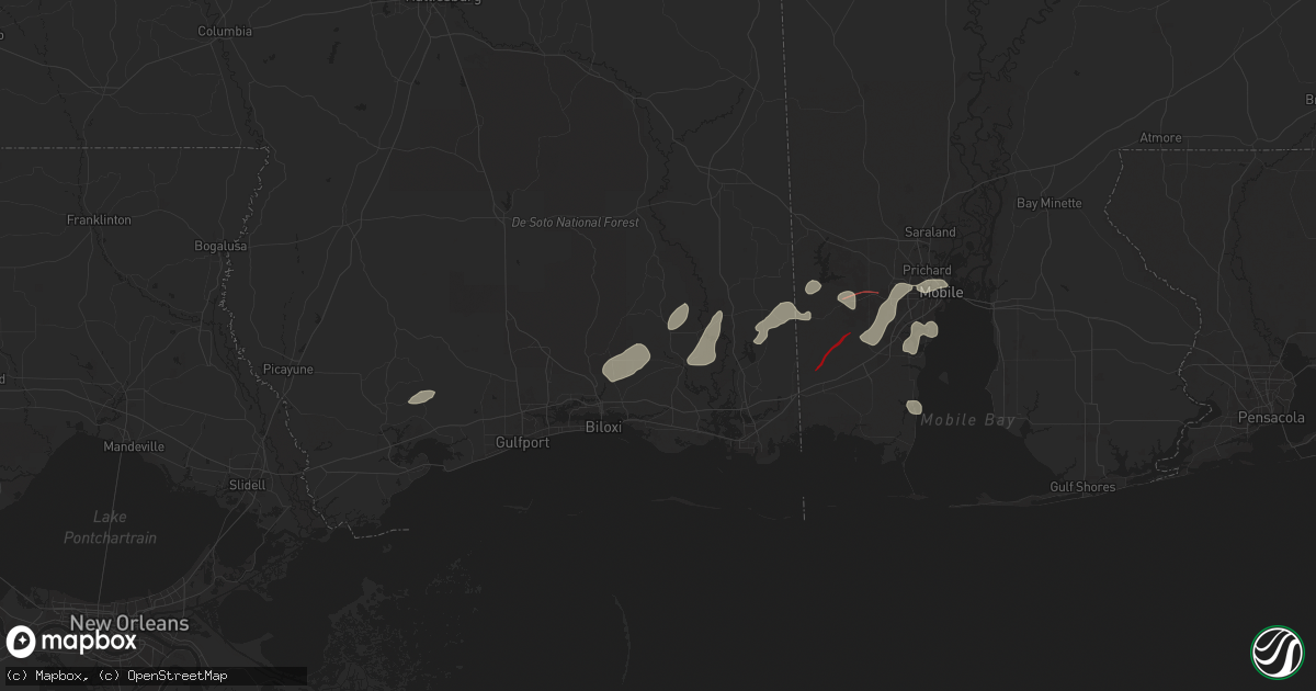 Hail map in Vancleave, MS on December 27, 2024