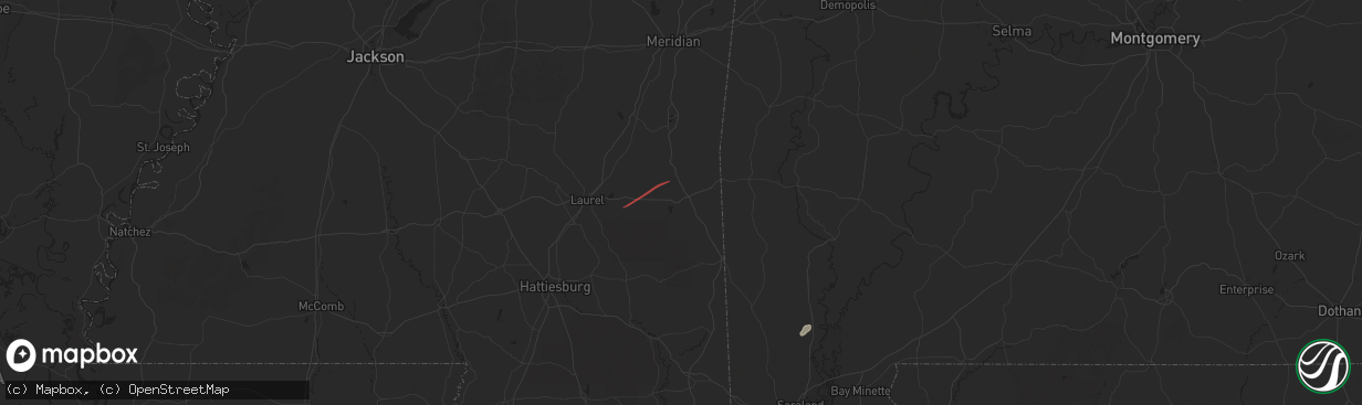 Hail map in Waynesboro, MS on December 27, 2024