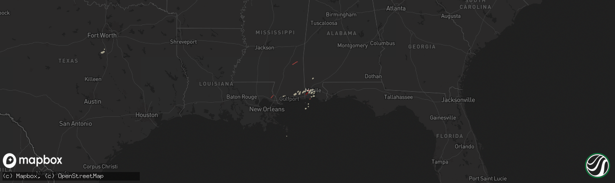 Hail map on December 27, 2024