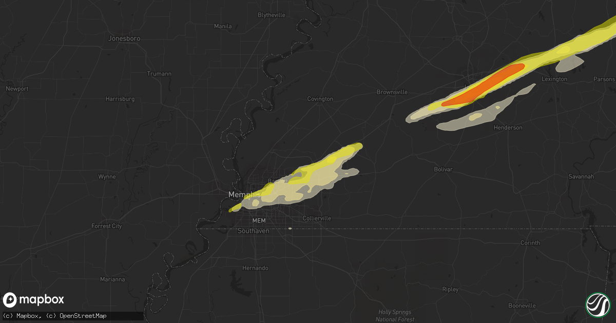 Hail map in Arlington, TN on December 28, 2016
