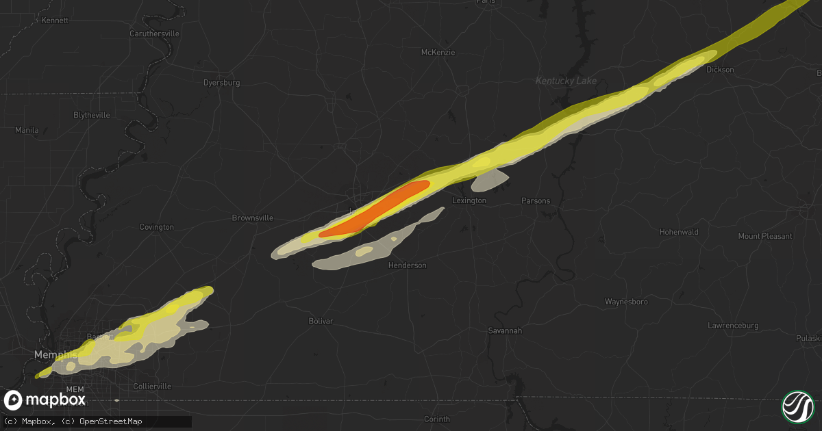 Hail map in Beech Bluff, TN on December 28, 2016