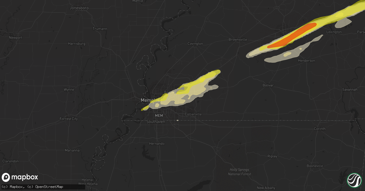 Hail map in Cordova, TN on December 28, 2016