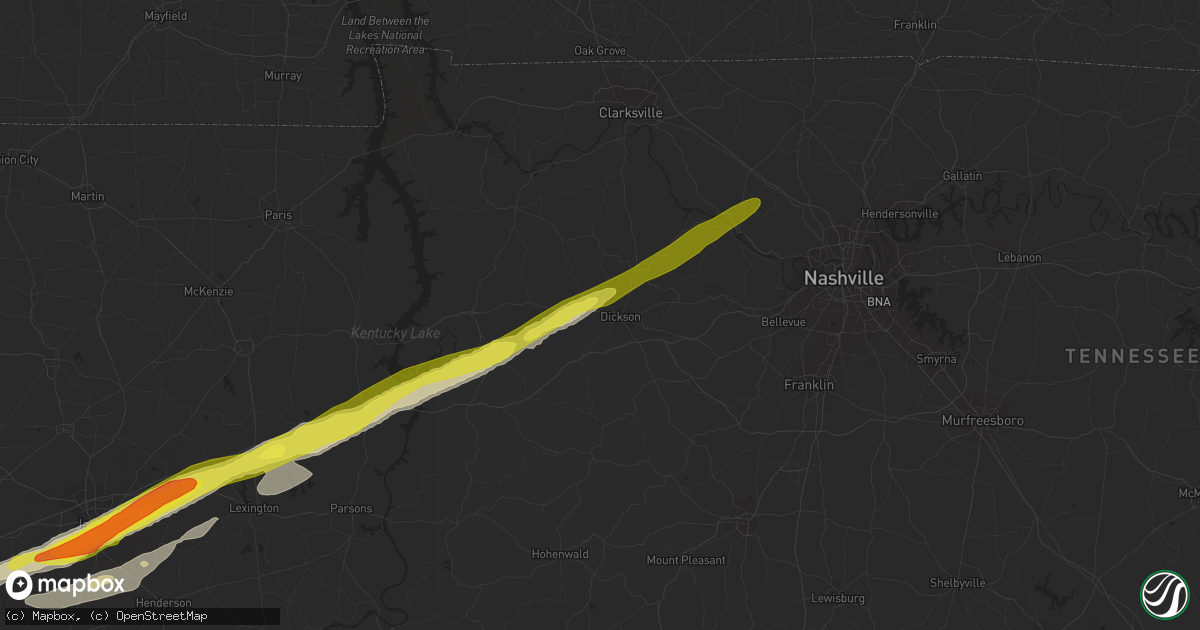 Hail map in Dickson, TN on December 28, 2016