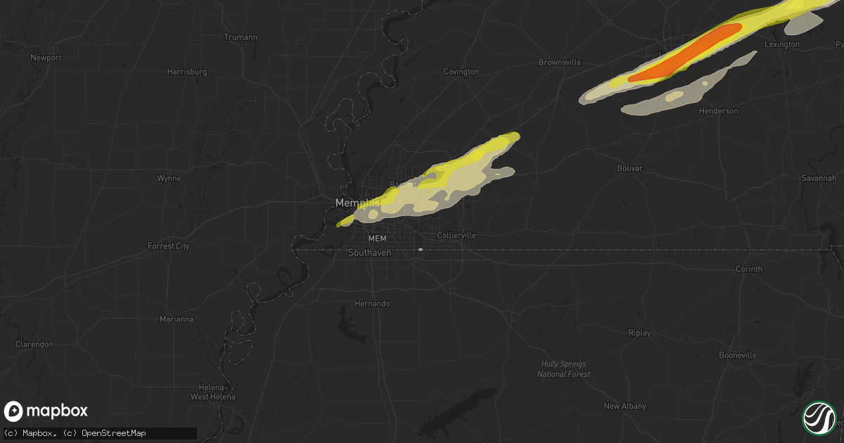 Hail map in Germantown, TN on December 28, 2016