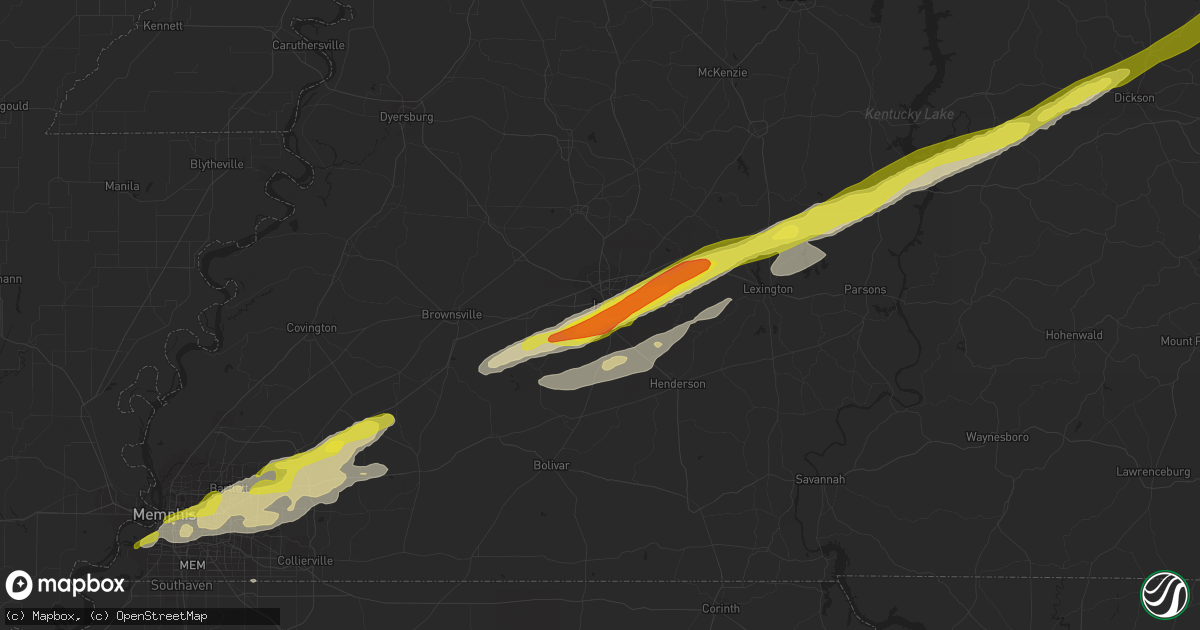 Hail map in Jackson, TN on December 28, 2016