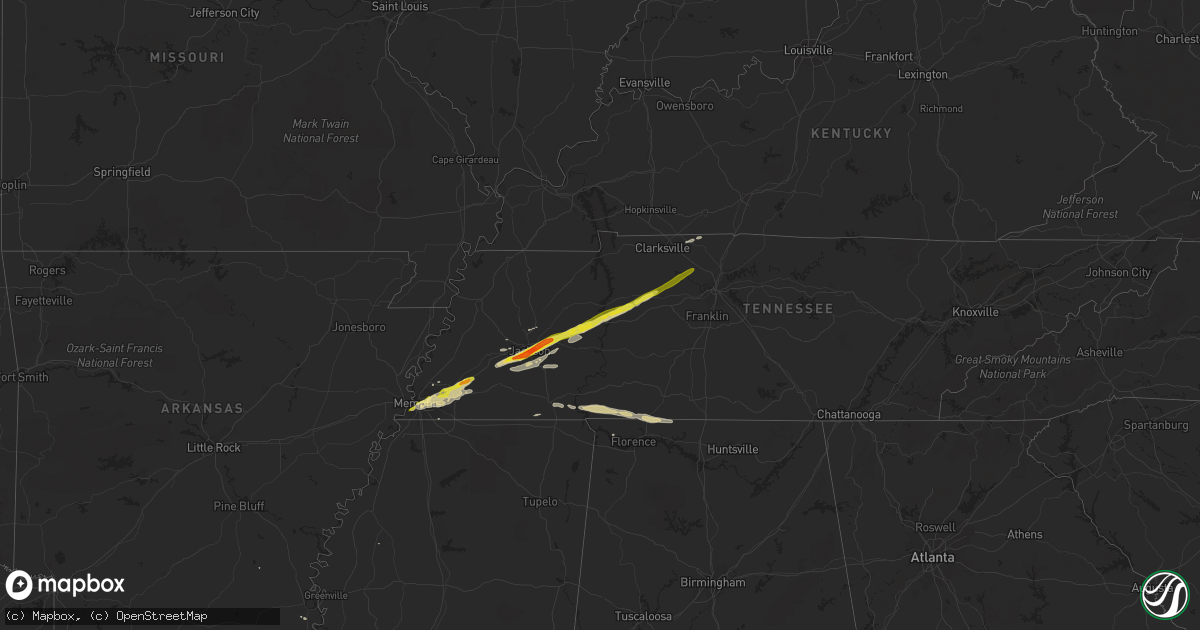 Hail map on December 28, 2016
