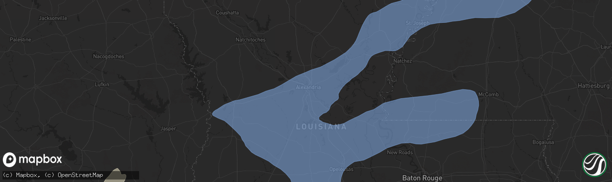 Hail map in Alexandria, LA on December 28, 2024